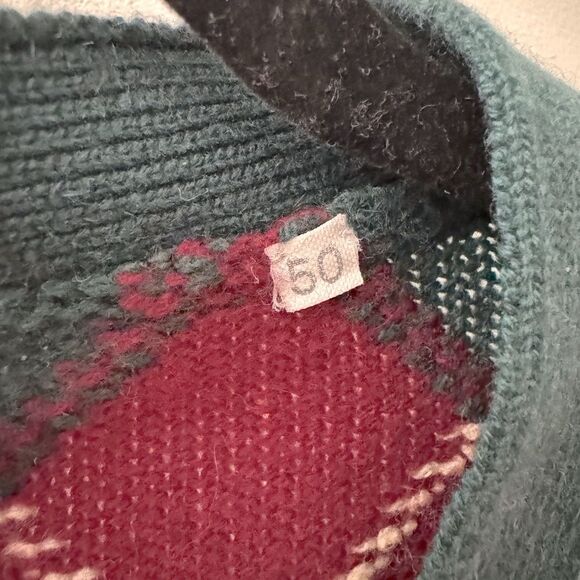 Vintage MALO by Janet Brown 100% Cashmere Green Argyle Button Down Vest Sz 50 - Picture 6 of 6